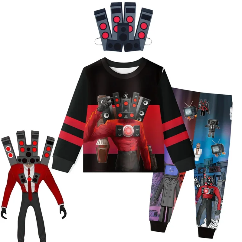 Skibidi аудио Человек косплей костюм дети тантай одежда 3 шт. мальчик девочка Туалет