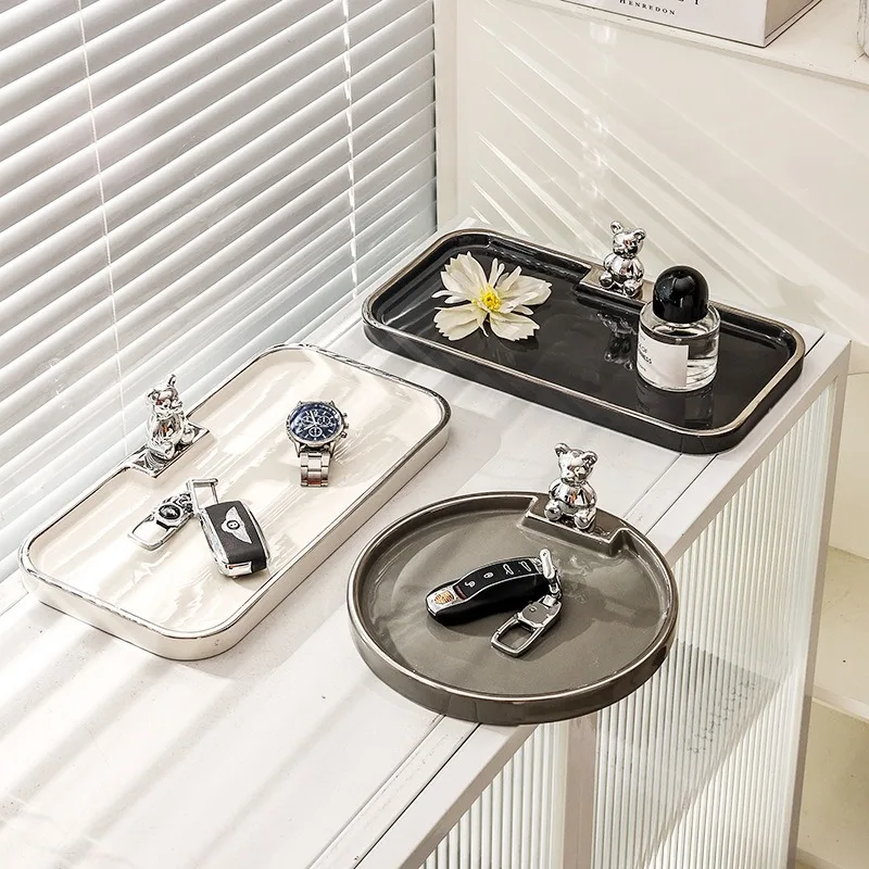 

Светильник роскошный круглый лоток с гальваническим покрытием, бытовая кухонная кофейная чашка, лоток для хранения, поднос для ключей в гостиной, лоток для хранения различных предметов
