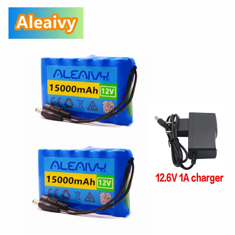 

Aleaivy 18650 Li-Ion Battery Portable Rechargeable Battery DC 12 V 12.6 V 15000mAh Battery/12.6V Battery Pack with 12v Charger