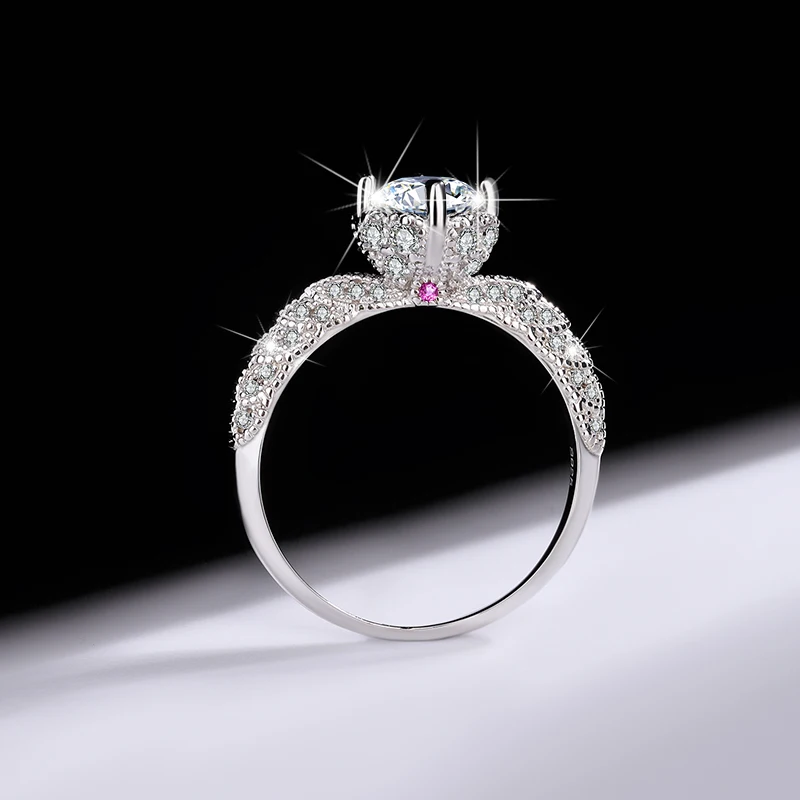 S925 pure silver authentic mozambique drill female ring angel wings of ins diamond trill quickly live factory wholesale