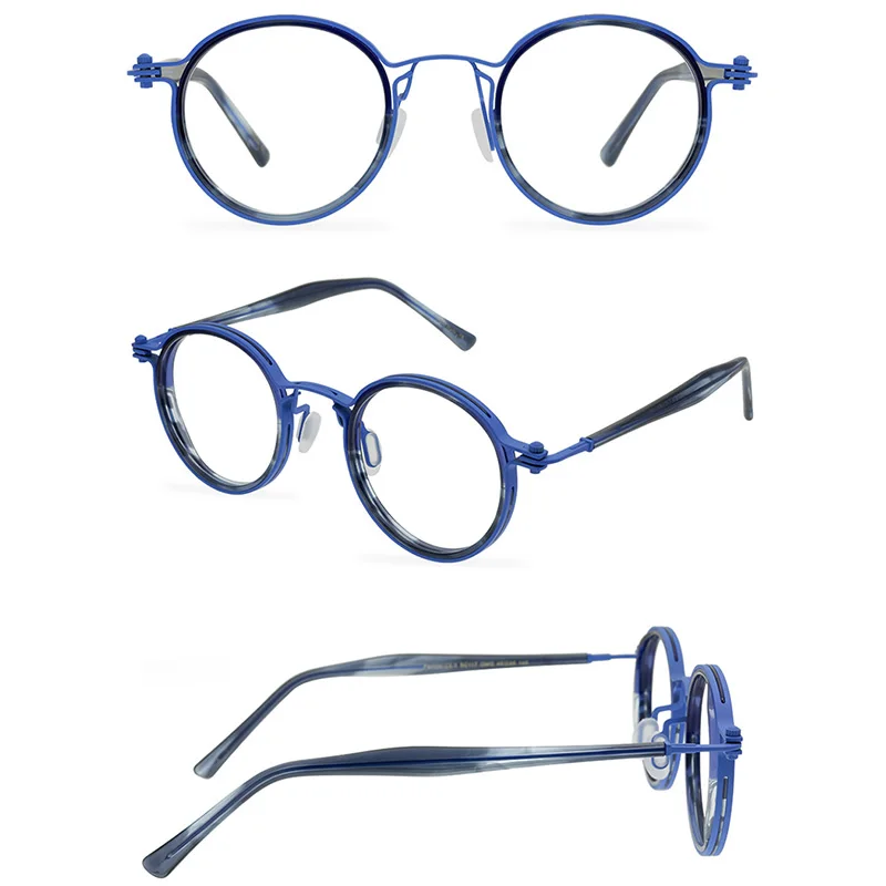 Belight Optical TAVA*T Men Acetate With Titanium Steampunk Pilot Mechanical Design Prescription Eyeglasses  Eyewear SC117