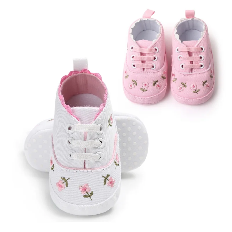 Первые Ходунки Для Девочек — Детская Обувь На Хлопковой Подошве С Цветочной