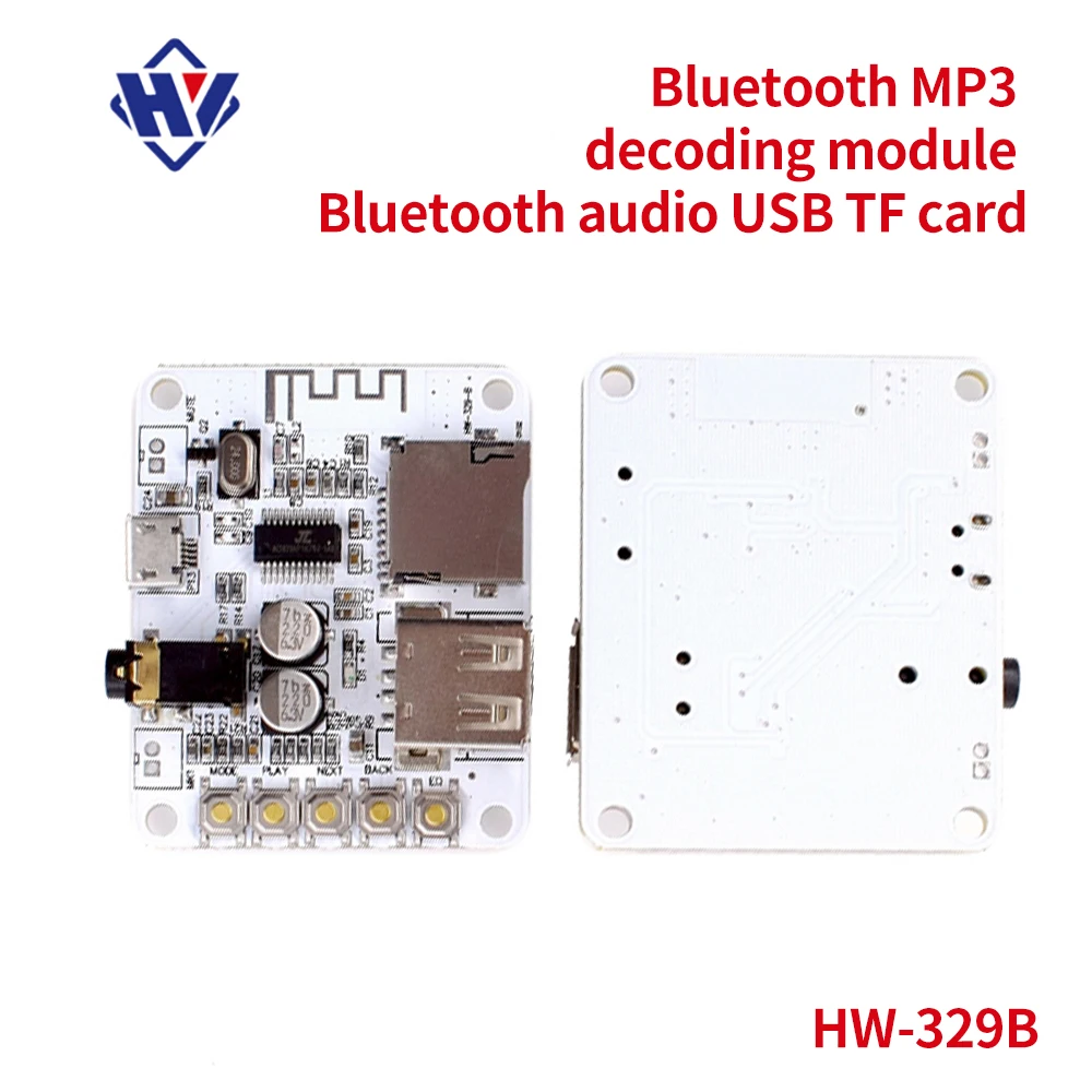 

Bluetooth MP3 decoding module Bluetooth audio receiver board decoding playback with USB TF card front output 5vDC music module