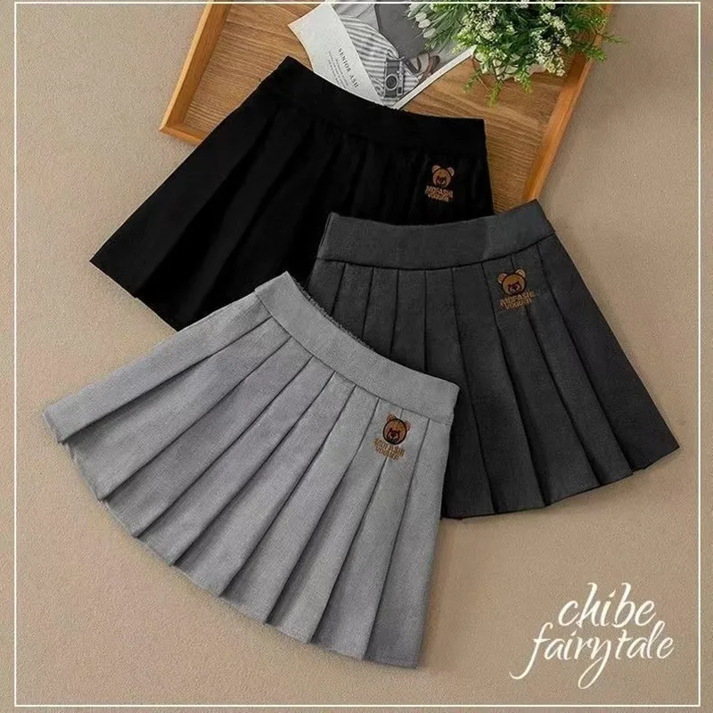 Юбка для девочек Новинка весна-осень 2024 Детская плиссированная юбка короткая в
