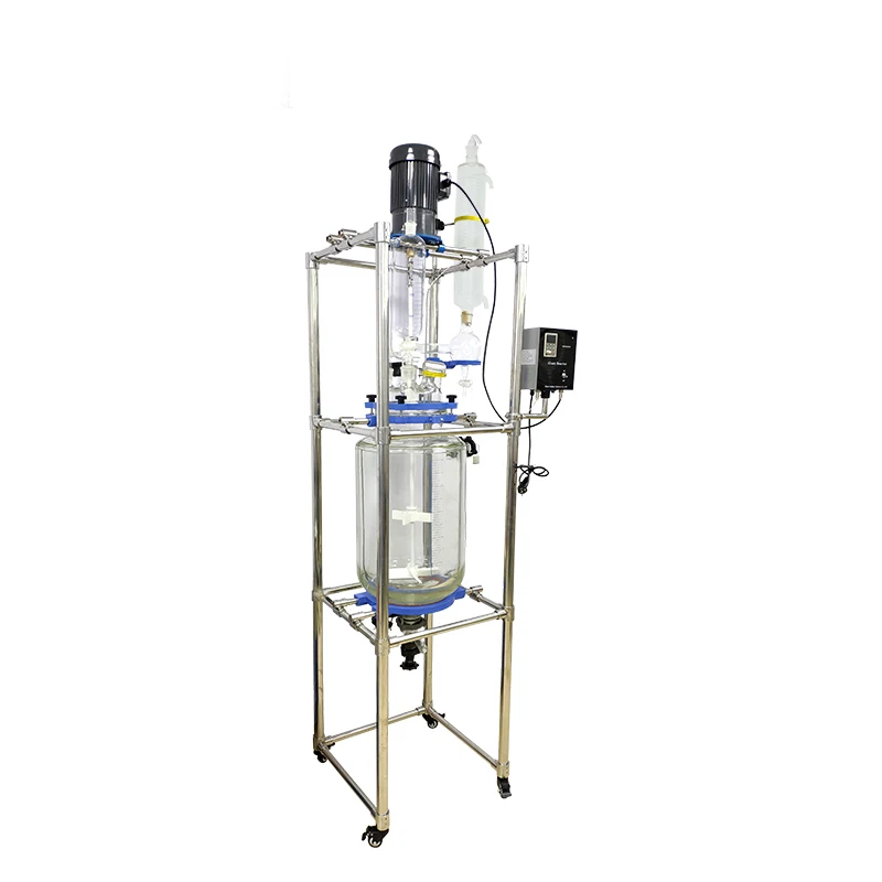 

5l 10l 50l 200l chemical lab high speed single double layer reactors S-50L jacketed glass reactor vessel glass vacuum filtration