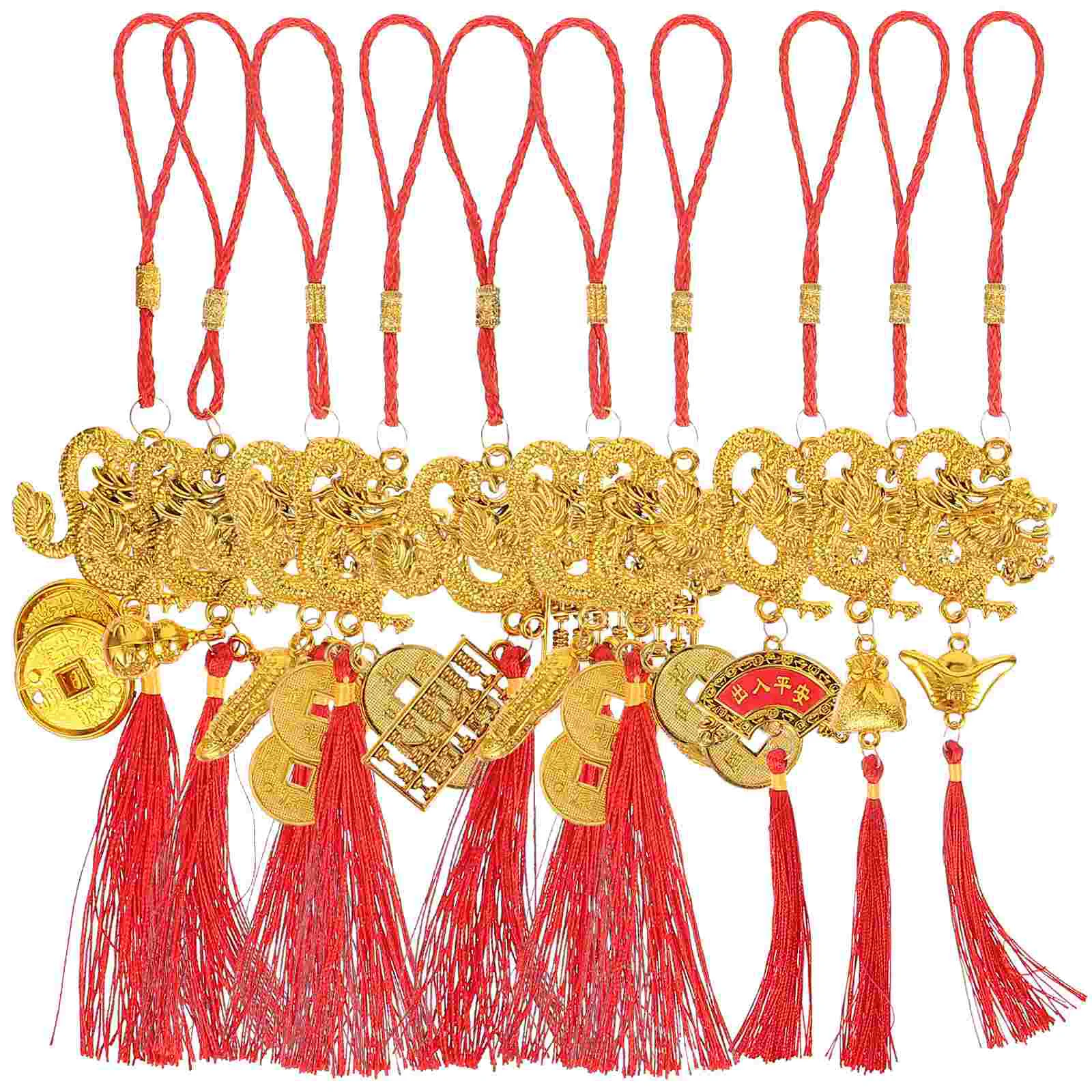 

10pcs Chinese Style Dragon Hanging Pendants Zodiac Dragon Ornaments Chinese Style Ornaments