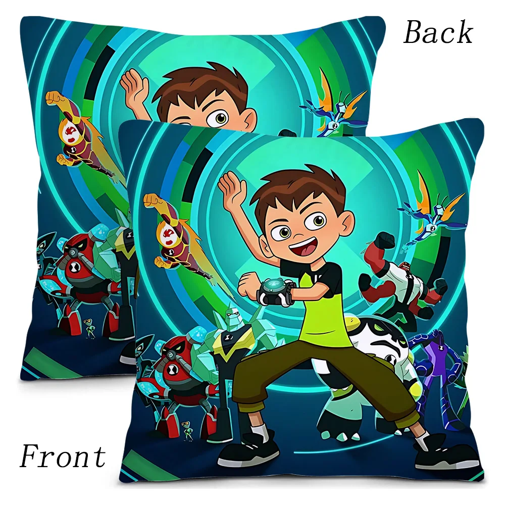 Pillow Covers Cartoon B-Ben 10 Cool Sofa Decorative Home Double-sided Printing Short Plush Cute Cushion Cover