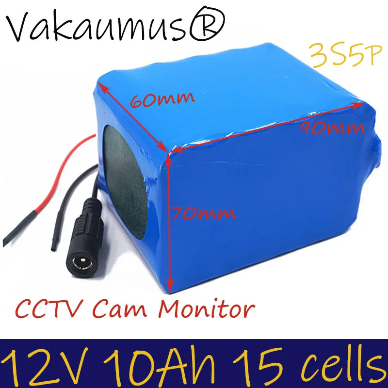 

12v 10ah battery pack 18650 built-in bms protection board 11.1V 12V/12.6V lithium rechargeable battery CCTV for CCTV Cam Monitor