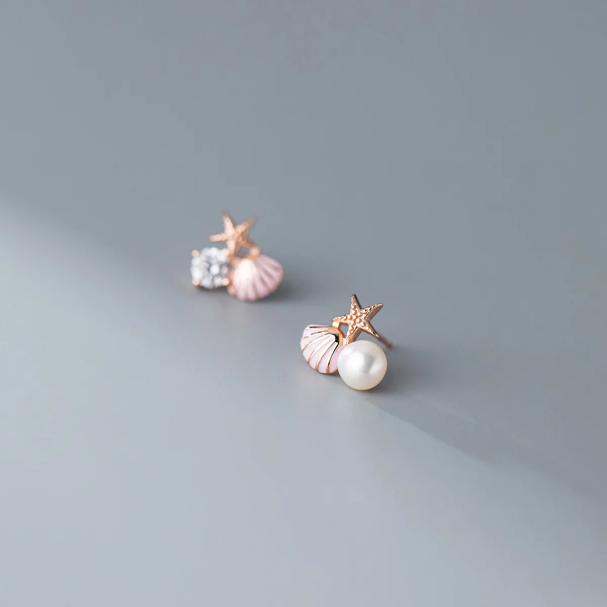 S925 Silver Small Fresh Pink Shell Earrings Simple Diamond Pearl for Women Stud | Украшения и аксессуары
