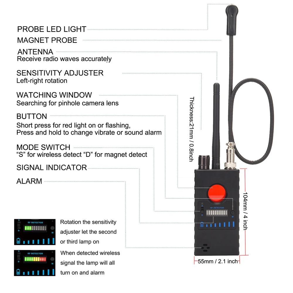 anti spy bug detector gsm gps wifi hidden camera lens scanner for security anti candid rf signal mini audio spy camera finder free global shipping