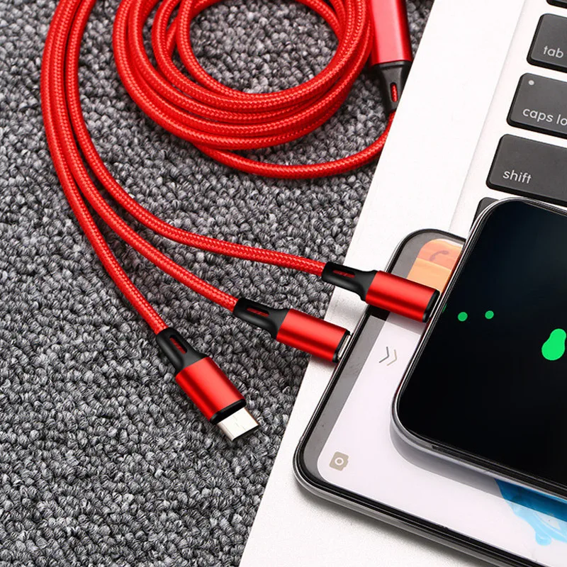 Tkey 3 In 1 Micro USB Type C Charger Cable Multi Usb Port Multiple Charging Cord Fast For iPhone Xiaomi Huawei |