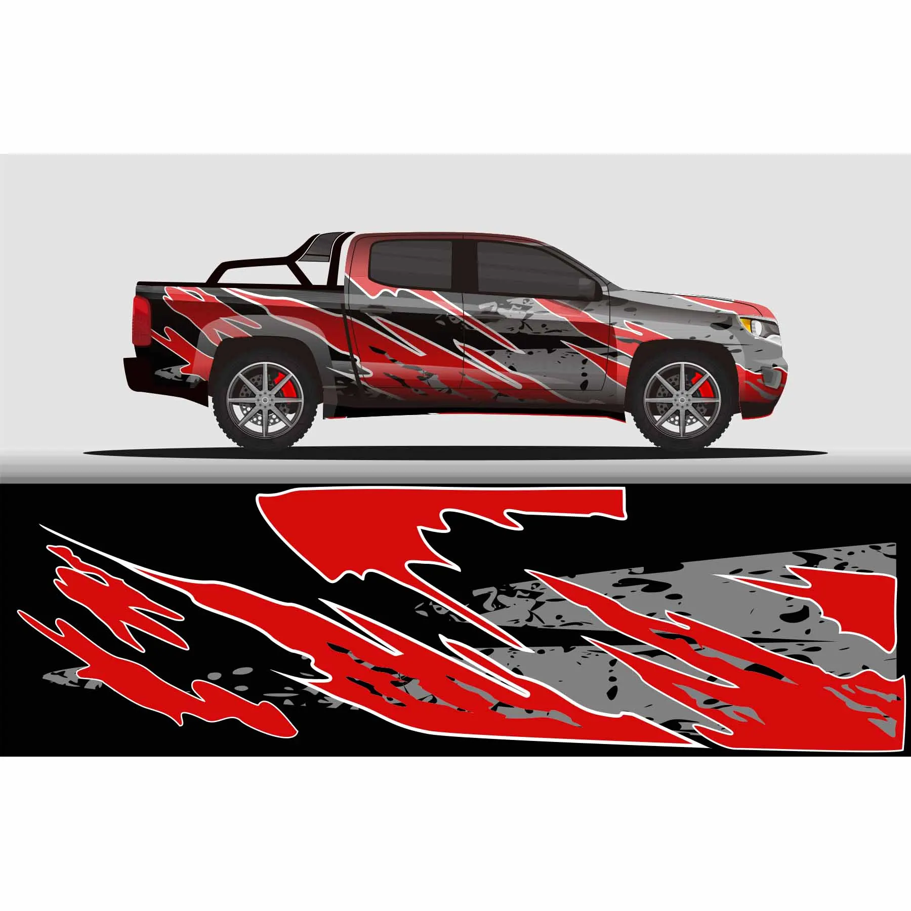 

Pickup Racing Car Full Wrap Sticker Car Decal Decorative Cut Body Racing Graphic Decal Vinyl Wrap Modern Design Red Retro