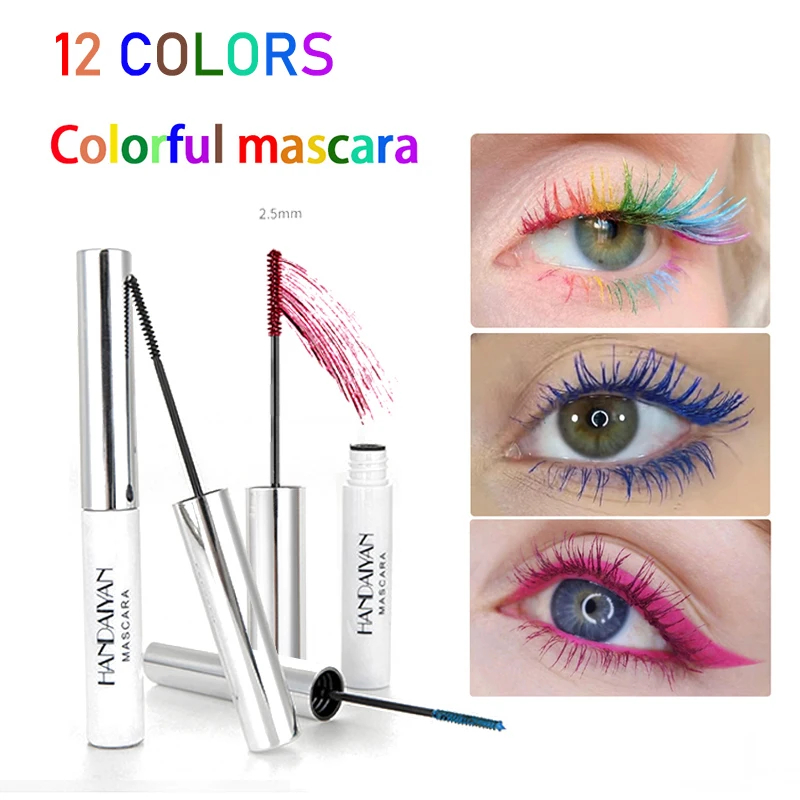 

12 Colors White Mascara Eyelashes Curling Liquid Pen Mascaras Eye Makeup Eye Lash Thick Cosmetics Tool Lengthening Colored Brush