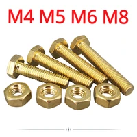 external hex hexagon brass bolt m4 m5 m6 m8 screw and nut set large full extension machine copper screw hardware fasteners
