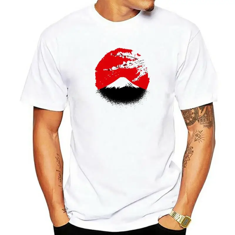 

Летняя мужская футболка с креплением Fuji и цветок вишни, искусственный японский пейзаж, уличная одежда в стиле Харадзюку