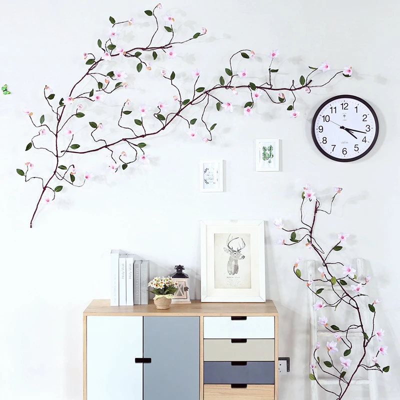 

Artificial Magnolia Flower Vine,1.6m Long, Home Decoration, Garden Fence Fake Plant Decoration,Wedding Ceiling Vine Entanglement