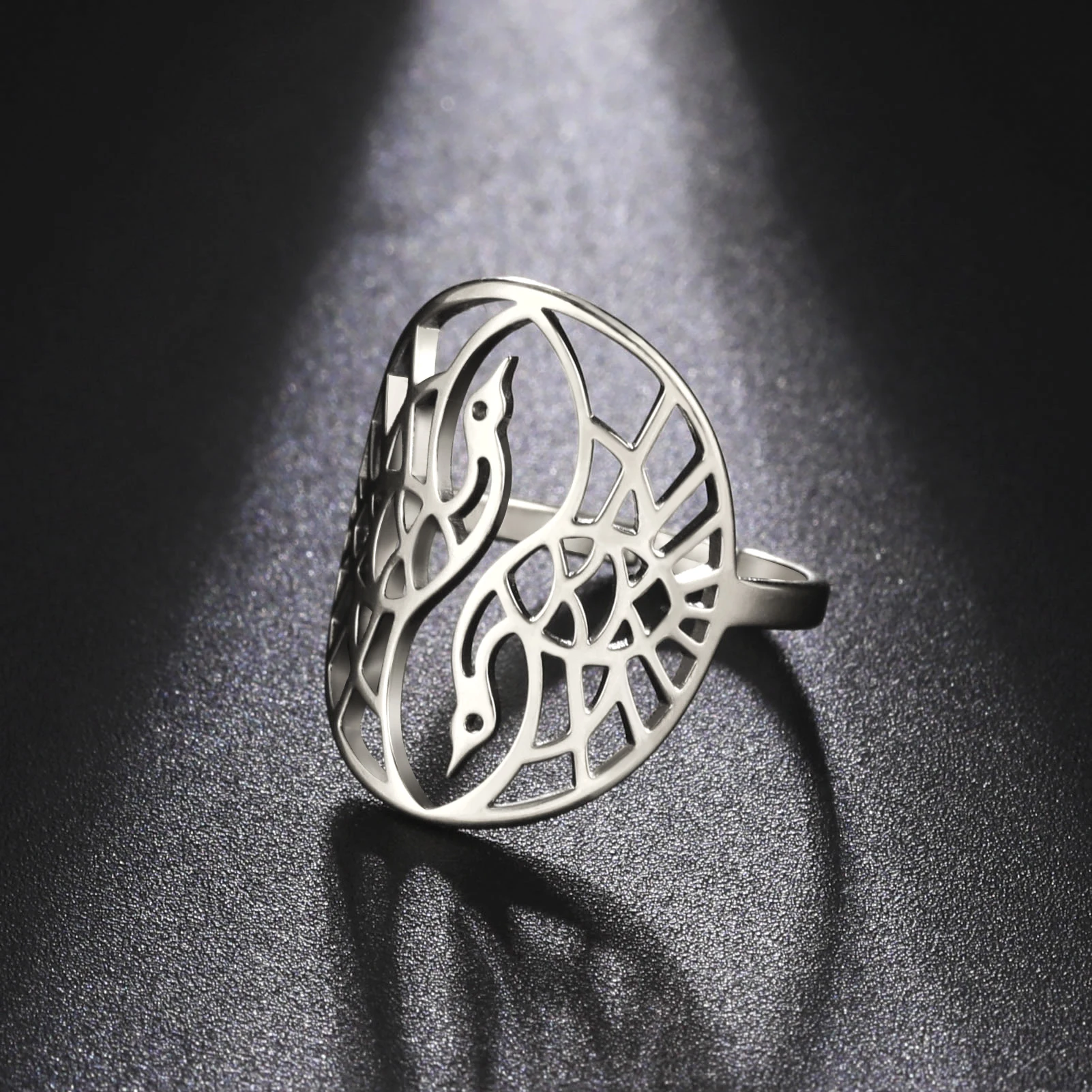 Skyrim – bague en acier inoxydable pour femmes  anneau ajustable  Yin Yang  équilibre  bijoux de