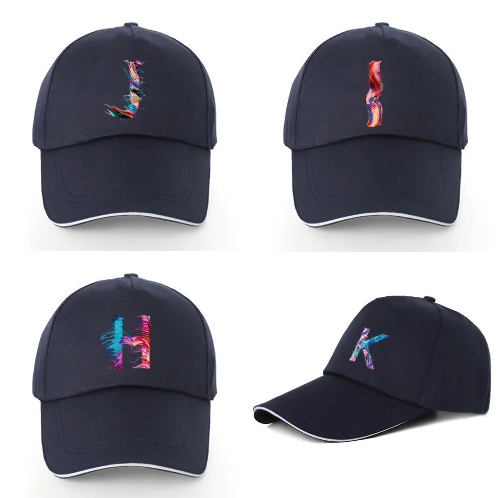 

Unisex Pure Cotton Baseball Caps Summer UV-proof Visors Hats Paint Letter Print Back Buckle Hat Street Casual Adjustable Dad Cap