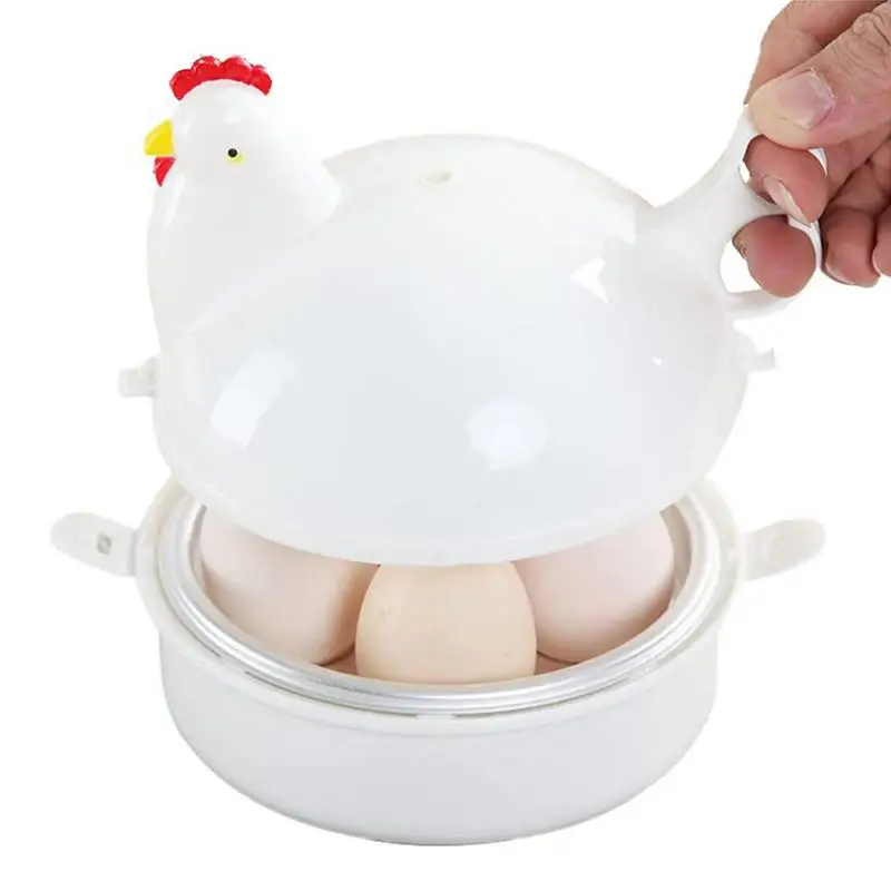 

Chicken Shaped Egg Cooker Microwave Kitchen Household Heat Resistant Eggs Boiler Hard Boil Egg Maker Steamer Oven Egg Forkitchen