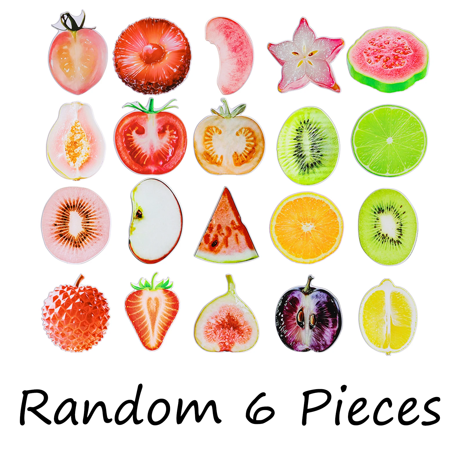 

Набор из 6 прозрачных закладок с фруктовыми мотивами