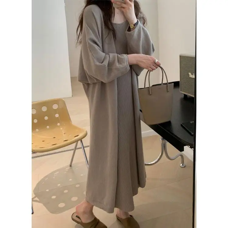 

Square Collar Chic and Elegant Woman Knitted Long Cardigan Autumn Winter Loose Korean Clothing Outerwear Female Coat 2022 T323