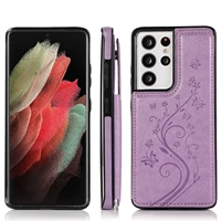 luxury leather butterfly flower case for samsung galaxy s22 s21 s20 fe s10 s9 s8 plus ultra wallet card slots shock phone cover
