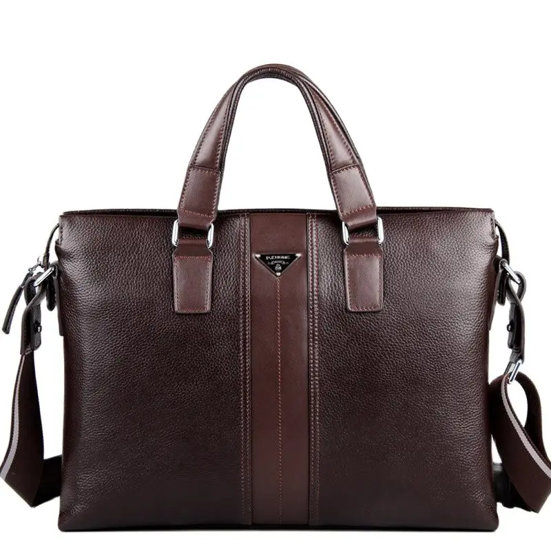 P.kuone fashion luxury brand men bag genuine leather handbag shoulder bags business men messenger bag laptop bag