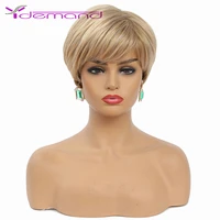 y demand synthetic blonde wigs pixie cut short straight wigs for women nature daily use hairs