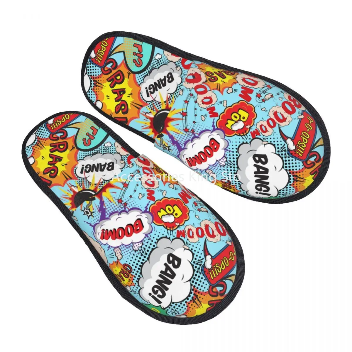 

Superhero Cartoon Anime Guest Slippers for Bedroom Women Custom Print Comic Pop Art Explosions Pattern House Slipper