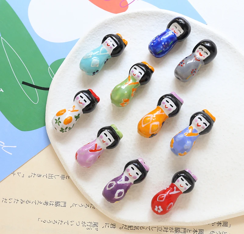 6 шт. ручная роспись милая благословение кукла керамическая перфорированная