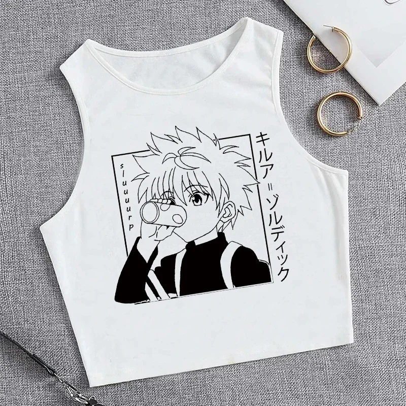 Укороченный топ футболка Hunter X майка укороченный в стиле Харадзюку мультяшная