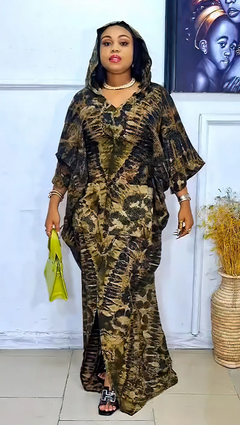 Африканские платья для женщин свободный халат с капюшоном и принтом Дашики