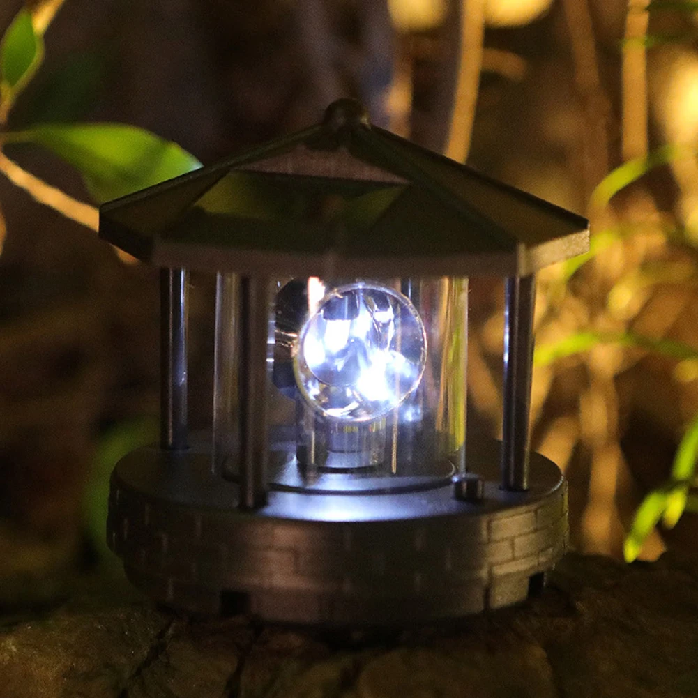 

Fence LED Rotatable Solar Light Street Lamp Rotating Outdoor Waterproof LED Solar Light Solar Powered Lighthouse Shape Yard Lamp