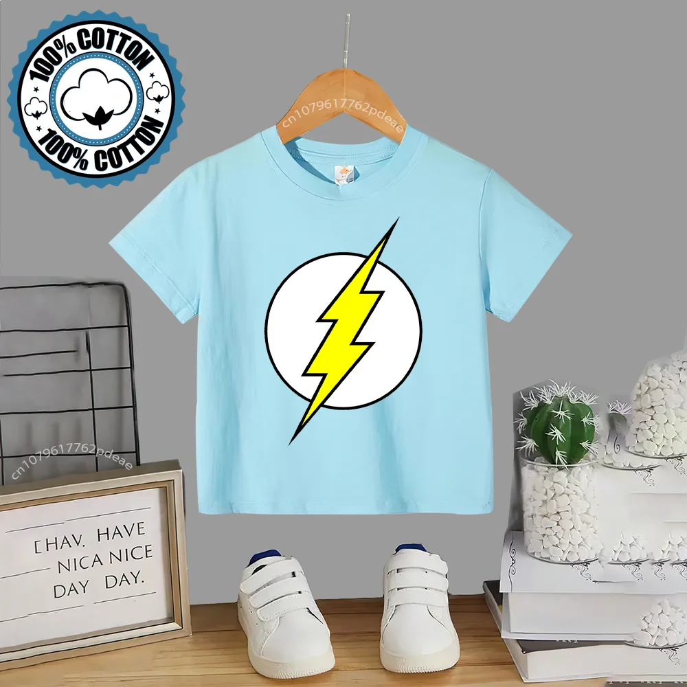 Детский хлопковый джемпер с коротким рукавом принтом