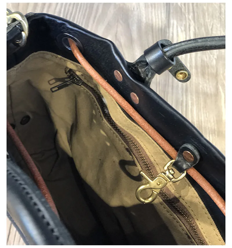 Fashion luxury natural genuine leather men women's black handbag casual designer handmade real cowhide shoulder messenger bag