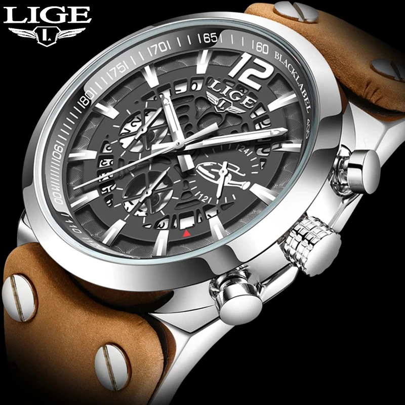 

New LIGE Watch Men Luxury Brand Quartz Watch Fashion Chronograph Mens Watch Reloj Hombre Sport Clock Male Hour Relogio Masculino