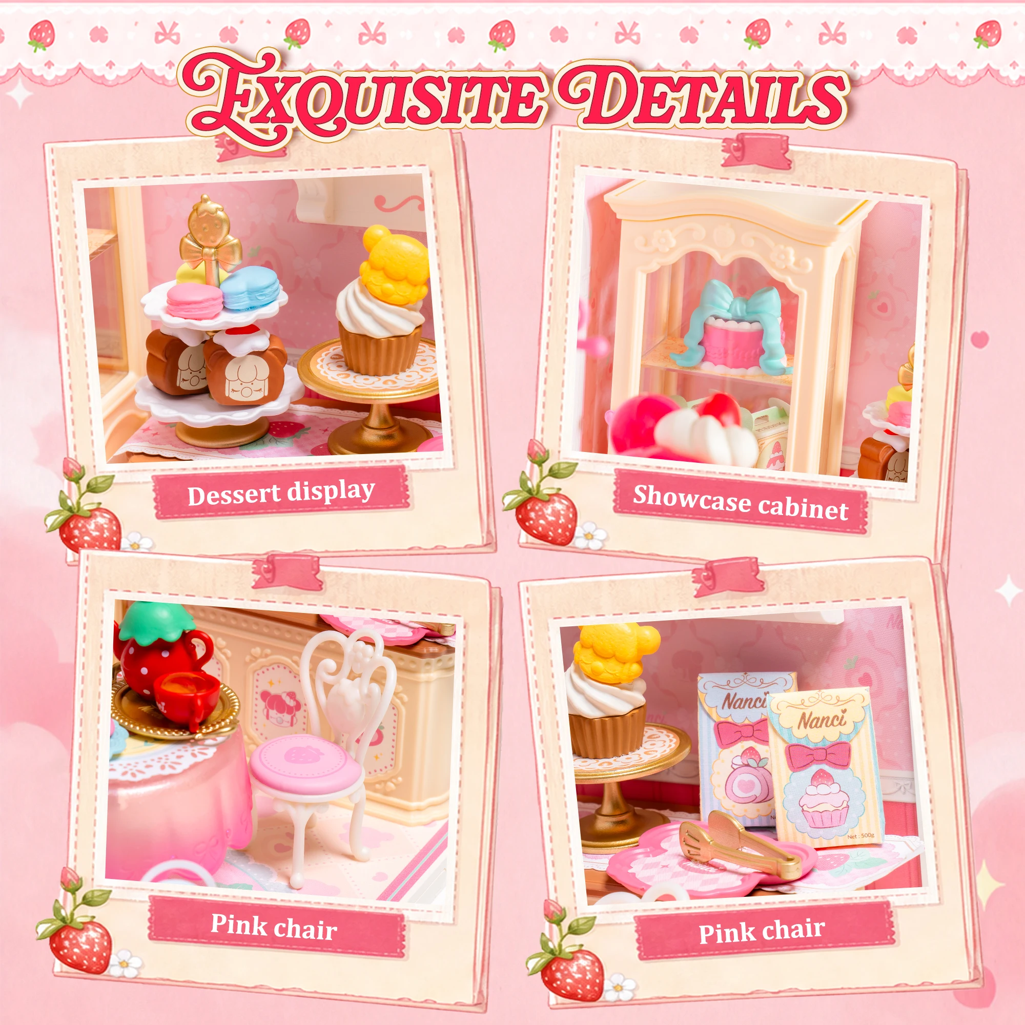Фото ROBOTIME Rolife Nanci Strawberry Teatime Super Creator Kit с фигуркой, расширяемый набор, идеальный подарок на день рождения для подростков от 14 лет и старше. №5