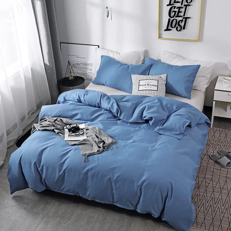 

simple Solid Color King Queen size duvet cover set twin full soft bedroom comforter cover sets single double size quilt covers