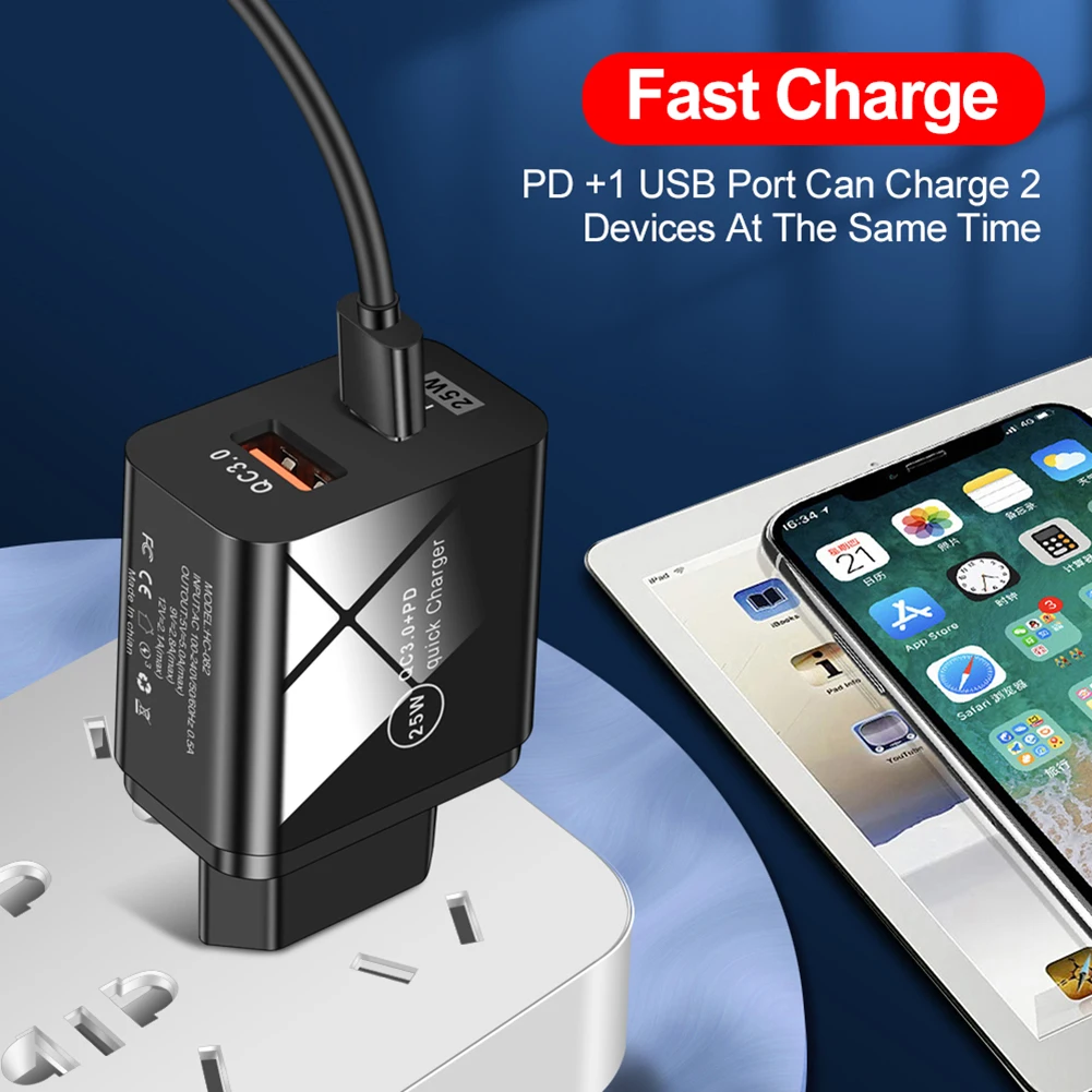 Универсальное зарядное устройство с двумя портами USB Type-C и поддержкой быстрой