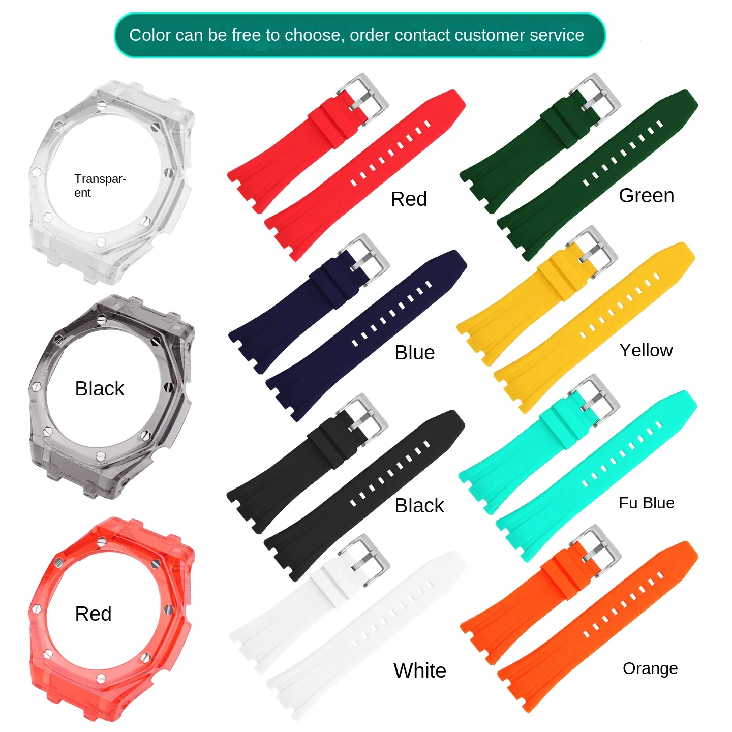 Прозрачный корпус GA-2100 PC, комплект для модификации Casioak G-Shock GA2110 GAB2100, модифицированная рамка, спортивный силиконовый ремешок для часов. (art.: 3920d806522dd) - 3920d806522dd
