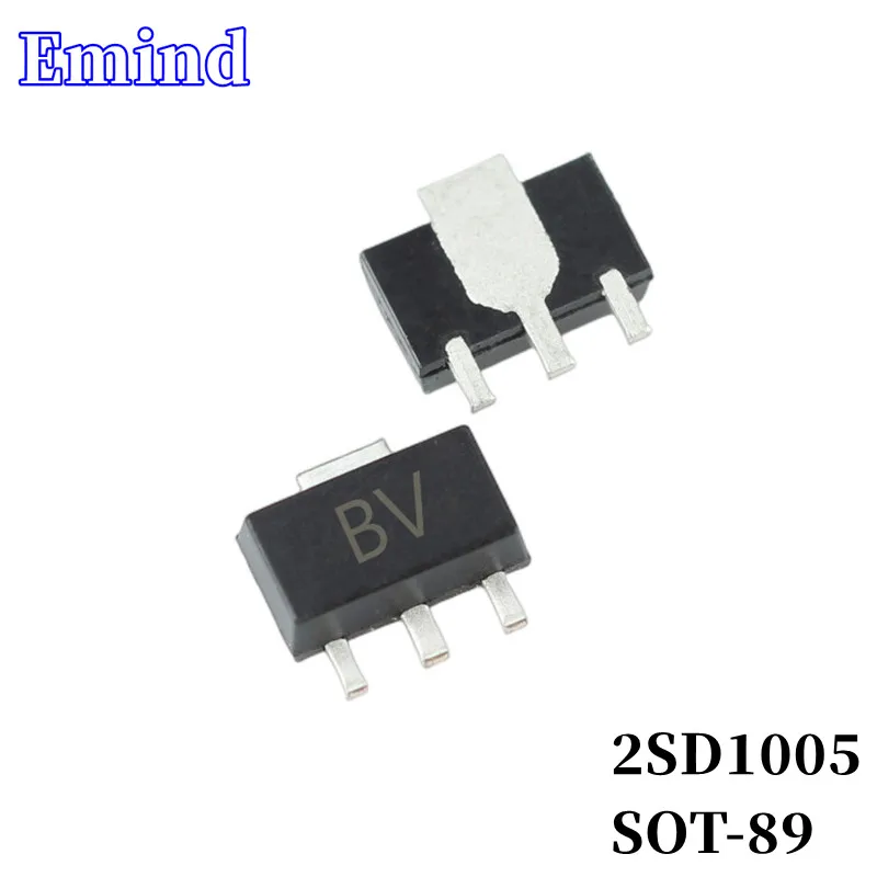 

100Pcs 2SD1005 SMD Transistor Footprint SOT-89 Silkscreen BV Type NPN 80V/2A Bipolar Amplifier Transistor