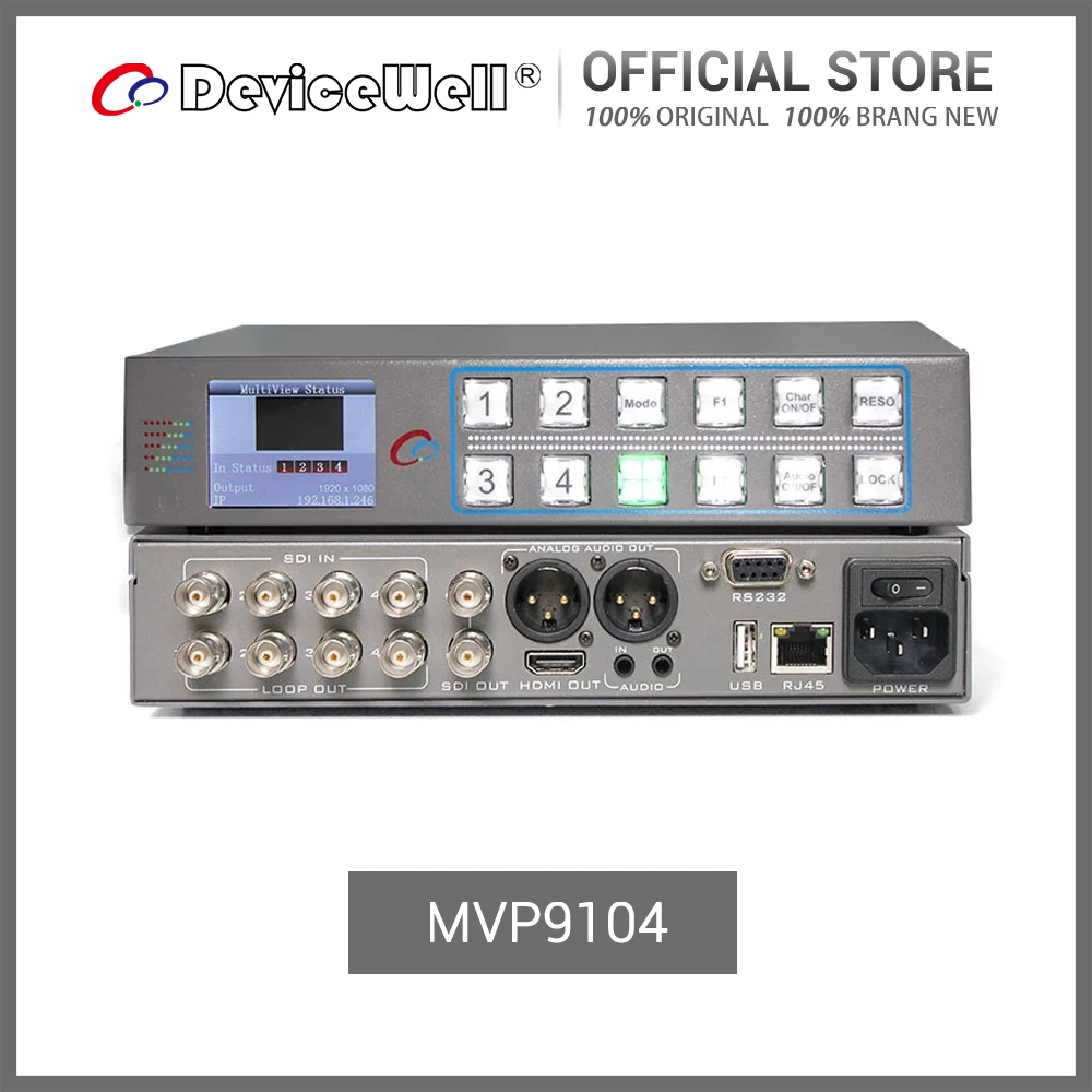 

DeviceWell MVP9104 4-CH Quad Screen SDI 4K Monitor Multiview