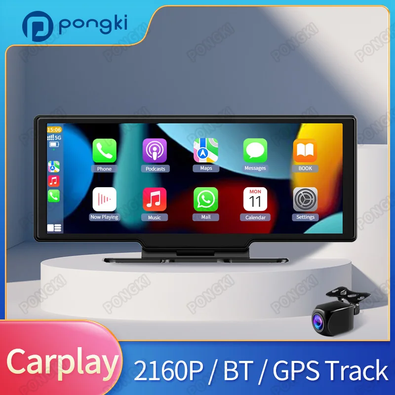 

Pongki K2 Car Dvr Carplay Front and Rear 2160p 1080p Large Screen Center Console BT 4K 10 Inch Dual Lens GPS Dash Cam Dashcam