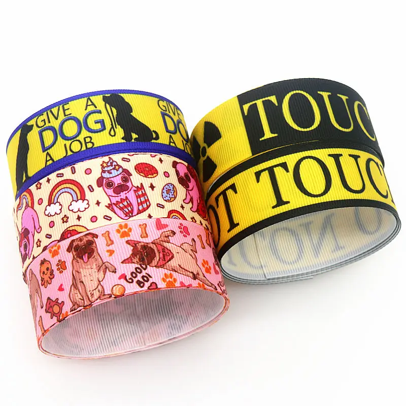 50 ярдов корсажная лента DHK с принтом собаки Pulldog, аксессуары, материал для украшения головных уборов, рукоделие, шитье, S1763