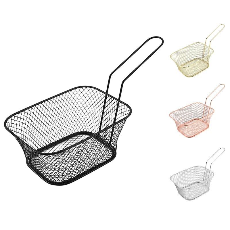 

Квадратная сетчатая корзина для жарки, корзина для закусок, корзина для картофеля фри, корзина для жарки, кухонные принадлежности, 4 шт.
