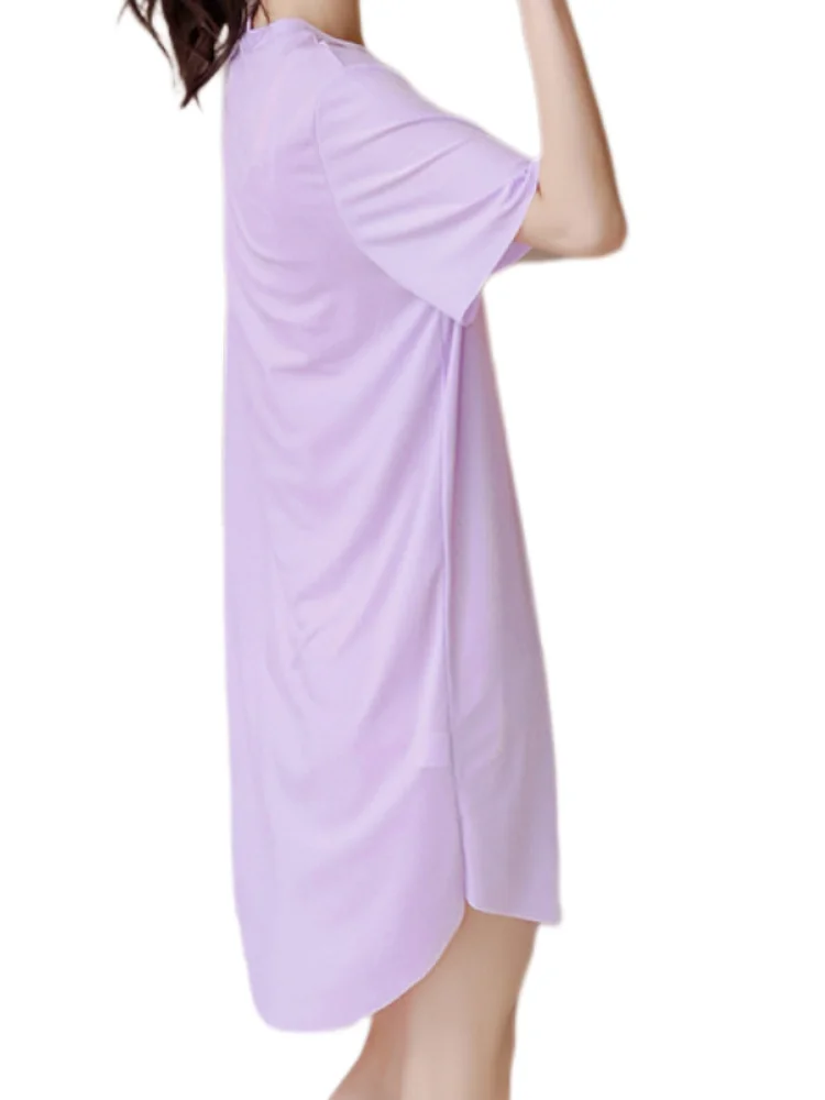 Летняя длинная футболка однотонные платья для женщин большие размеры вырез