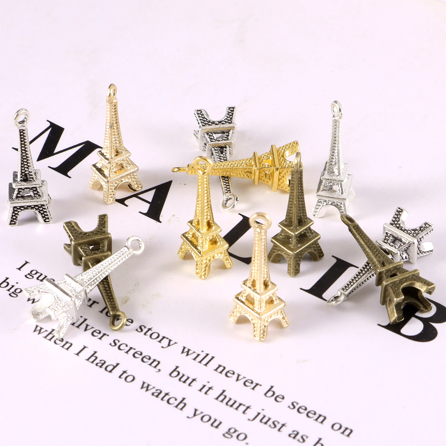 

15 шт. Diy ювелирные аксессуары Подвеска из цинкового сплава маленькие металлические серьги Геометрическая фигурка Очаровательная Эйфелева башня