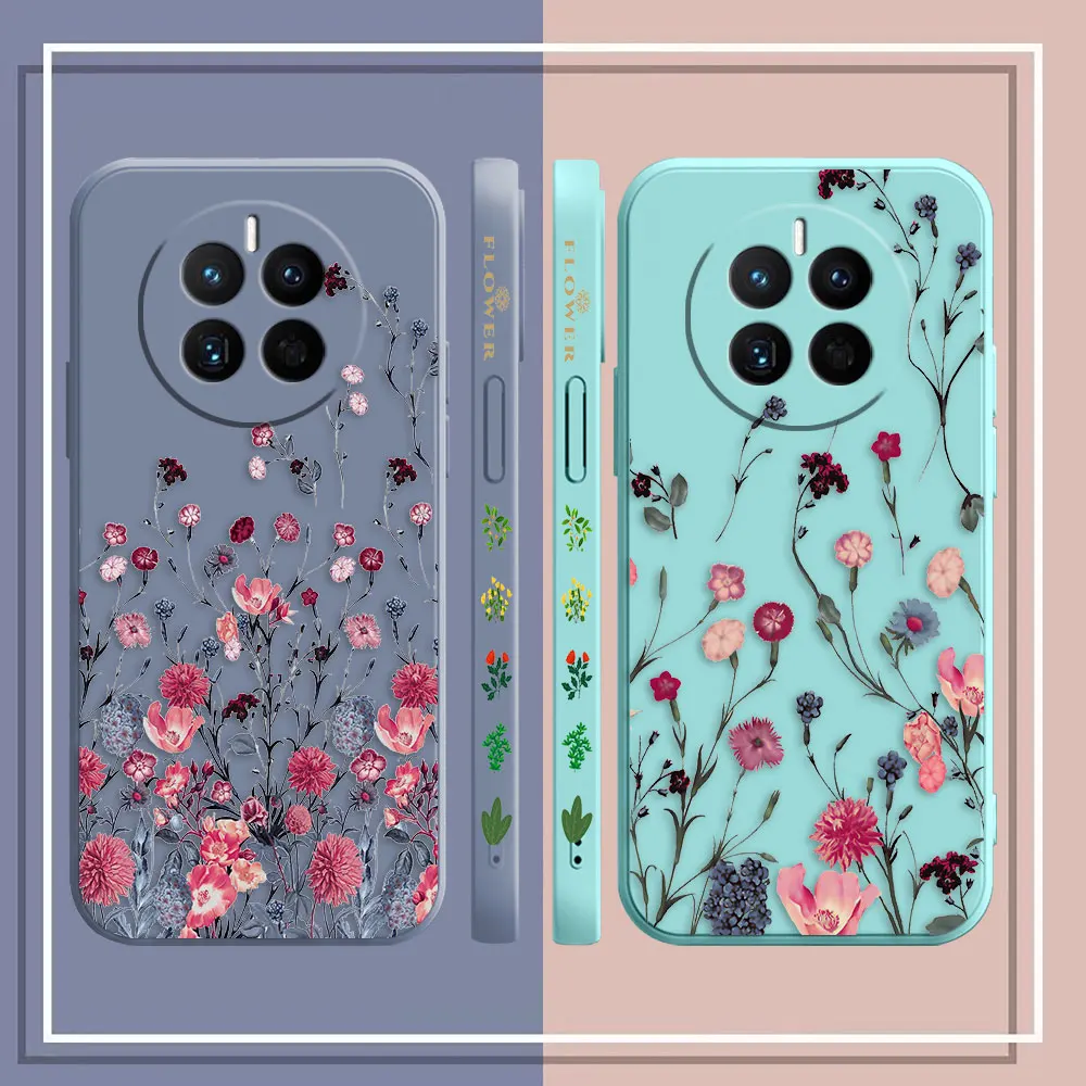 Leaves Flower Plants Phone Case For Huawei MATE 10 20 20X 30 40 50 P20 P30 P40 P50 P60 PRO PLUS Colour Liquid Case Cover Funda