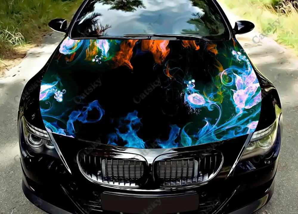 

purple flame Car hood decal vinyl sticker graphic wrap decals graphic engine stickers suitable for most vehicles