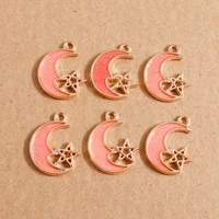 10pcs 15x20mm alloy enamel moon star charms pendants for making diy necklaces drop earrings handmade crafts jewelry accessories